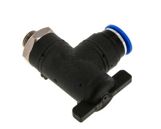 Válvula de bola de codo de 2 vías 12 mm - G1/4'' Plástico/Latón