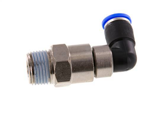 Codo de 10mm y R1/2'' Junta giratoria rápida Rosca macho Niquelada Latón/PBT NBR Giratorio