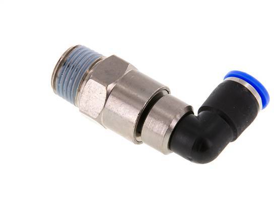 Codo de 10mm y R1/2'' Junta giratoria rápida Rosca macho Niquelada Latón/PBT NBR Giratorio