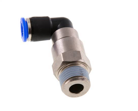 Codo de 10mm y R1/2'' Junta giratoria rápida Rosca macho Niquelada Latón/PBT NBR Giratorio