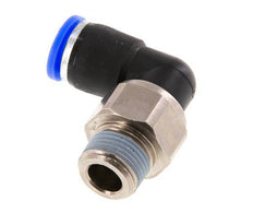 Codo de 10 mm y R3/8'' Junta giratoria con rosca macho Latón niquelado/PBT NBR Giratorio