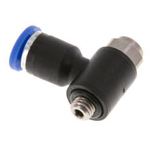 Silenciador de control de flujo Codo de salida del medidor 4 mm - M5 Latón/PA 66 Tornillo ranurado