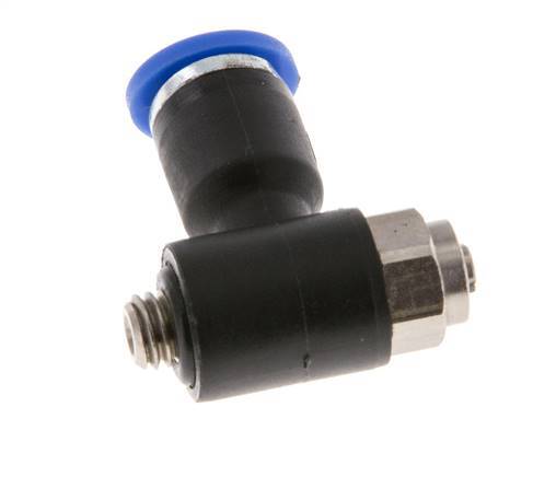 Silenciador de control de flujo Codo de salida del medidor 4 mm - M5 Latón/PA 66 Tornillo ranurado