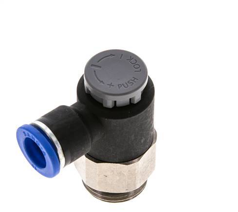 Válvula reguladora de caudal Codo de salida de contador 10 mm - G1/2'' Latón/PA 66 Tuerca de seguridad