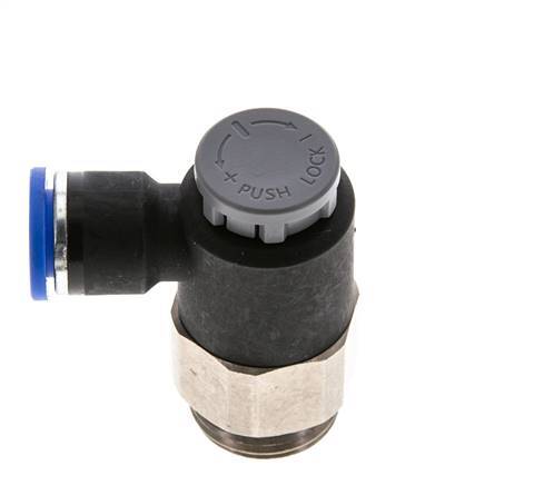 Válvula reguladora de caudal Codo de salida de contador 10 mm - G1/2'' Latón/PA 66 Tuerca de seguridad
