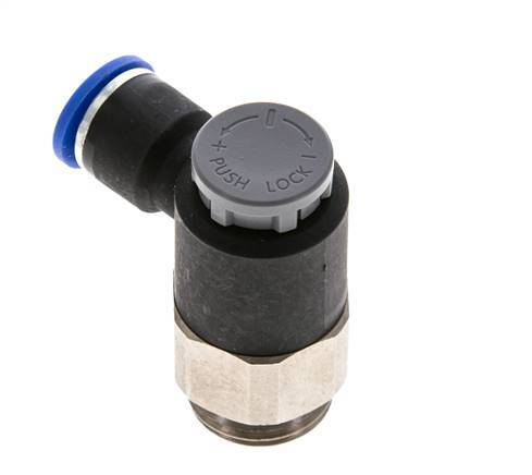 Válvula reguladora de caudal Codo de salida de contador 10 mm - G1/2'' Latón/PA 66 Tuerca de seguridad