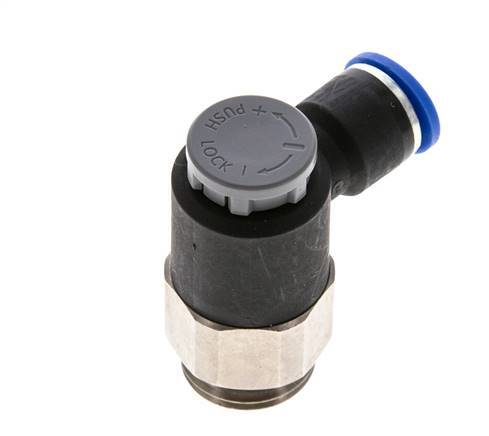 Válvula reguladora de caudal Codo de salida de contador 10 mm - G1/2'' Latón/PA 66 Tuerca de seguridad
