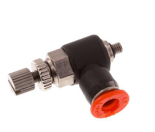 Silenciador de control de flujo Codo de entrada de medidor 4 mm - M3 Latón/PBT