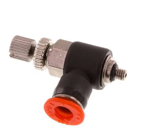 Silenciador de control de flujo Codo de entrada de medidor 4 mm - M3 Latón/PBT