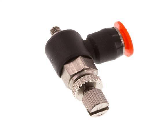Silenciador de control de flujo Codo de entrada de medidor 4 mm - M3 Latón/PBT