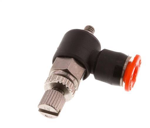 Silenciador de control de flujo Codo de entrada de medidor 4 mm - M3 Latón/PBT