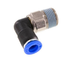 Codo de 8 mm y R3/8'' Junta giratoria con rosca macho Latón niquelado/PBT NBR Giratorio