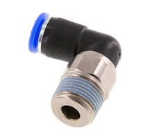 Codo de 8 mm y R3/8'' Junta giratoria con rosca macho Latón niquelado/PBT NBR Giratorio