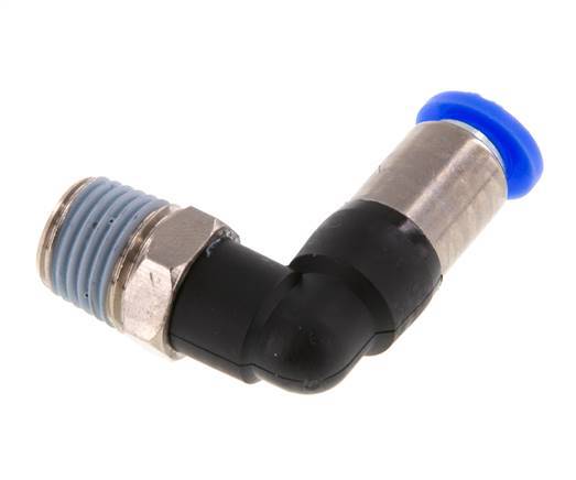Racor de 6mm y R1/4'' Codo macho autoblocante Latón/PBT 0-10bar (0-145psi) [2 Piezas]