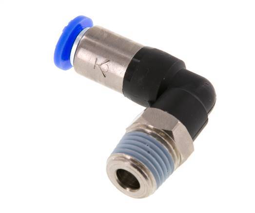 Racor de 6mm y R1/4'' Codo macho autoblocante Latón/PBT 0-10bar (0-145psi) [2 Piezas]
