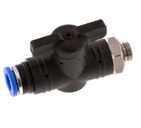 Válvula de bola recta de 2 vías 8 mm - G1/8'' Plástico/Latón