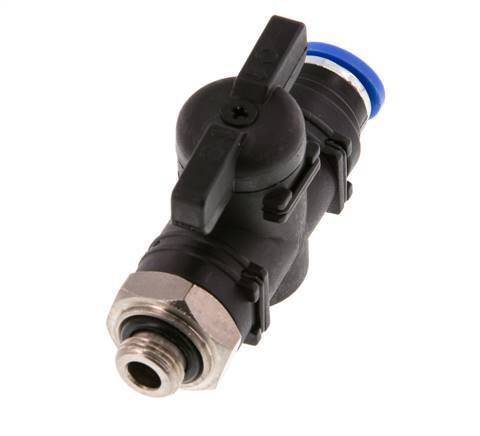 Válvula de bola recta de 2 vías 8 mm - G1/8'' Plástico/Latón