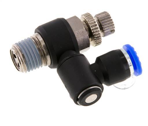 Silenciador de control de flujo Meter-Out Giratorio 6 mm - R1/4'' Latón/PA 66