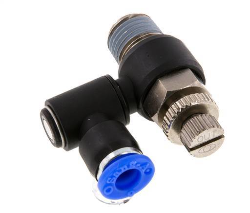Silenciador de control de flujo Meter-Out Giratorio 6 mm - R1/4'' Latón/PA 66