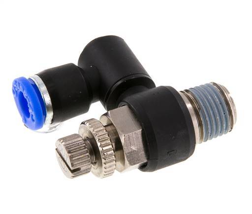 Silenciador de control de flujo Meter-Out Giratorio 6 mm - R1/4'' Latón/PA 66