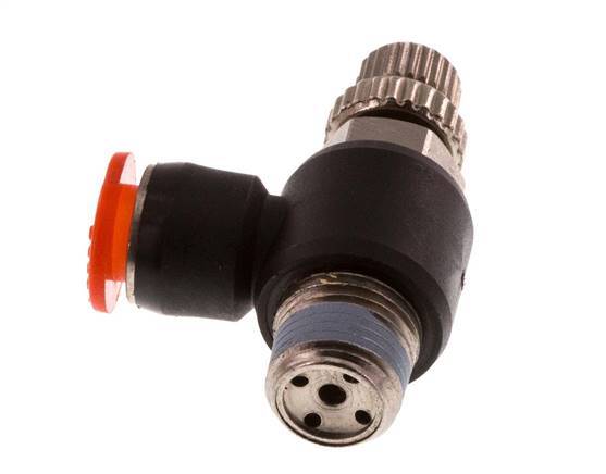 Silenciador de control de flujo Codo de entrada de medidor 6 mm - R1/8'' Latón/PBT
