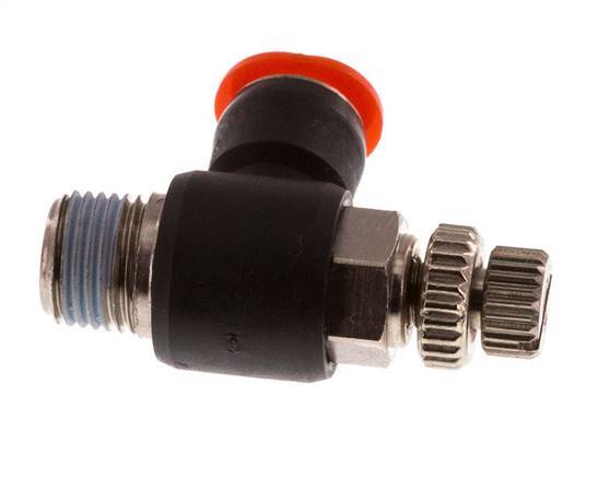 Silenciador de control de flujo Codo de entrada de medidor 6 mm - R1/8'' Latón/PBT