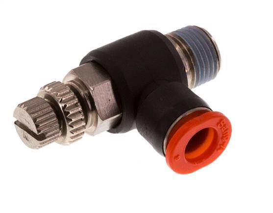 Silenciador de control de flujo Codo de entrada de medidor 6 mm - R1/8'' Latón/PBT