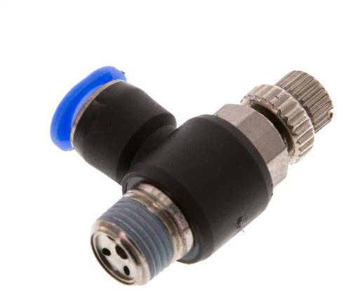 Silenciador de control de flujo Codo de salida del medidor 6 mm - R1/8'' Latón/PBT