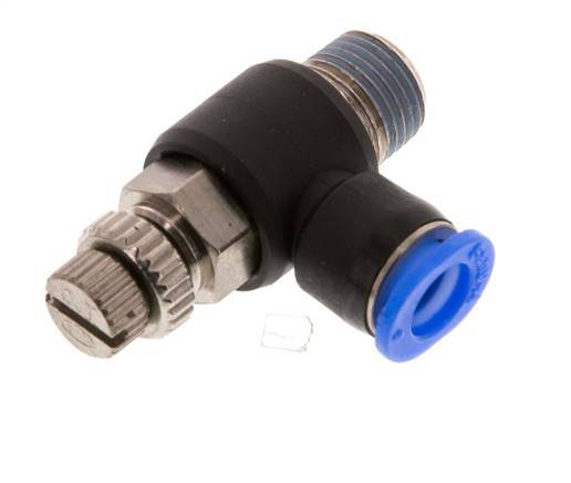 Silenciador de control de flujo Codo de salida del medidor 6 mm - R1/8'' Latón/PBT