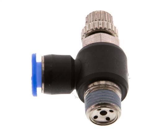 Silenciador de control de flujo Codo de salida del medidor 6 mm - R1/8'' Latón/PBT
