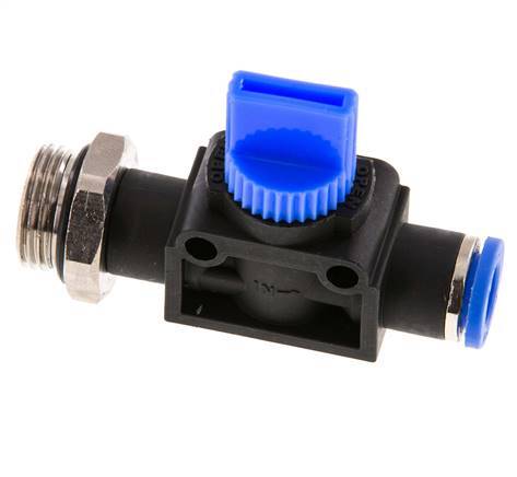 Válvula manual de cierre de 3/2 vías de 8 mm - G3/8'' Plástico/Latón Ventilación del lado del tubo