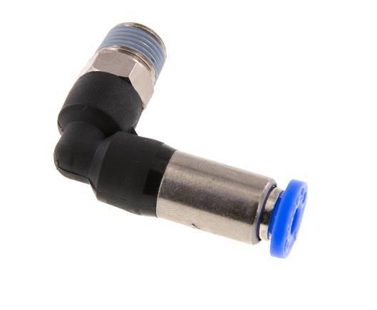 Racor de 4mm y R1/8'' Codo macho autoblocante Latón/PBT 0-10bar (0-145psi) [2 Piezas]
