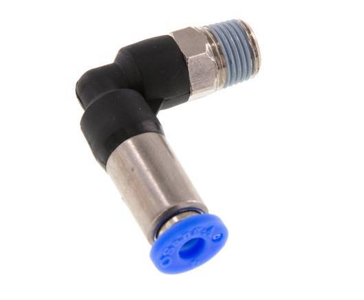 Racor de 4mm y R1/8'' Codo macho autoblocante Latón/PBT 0-10bar (0-145psi) [2 Piezas]