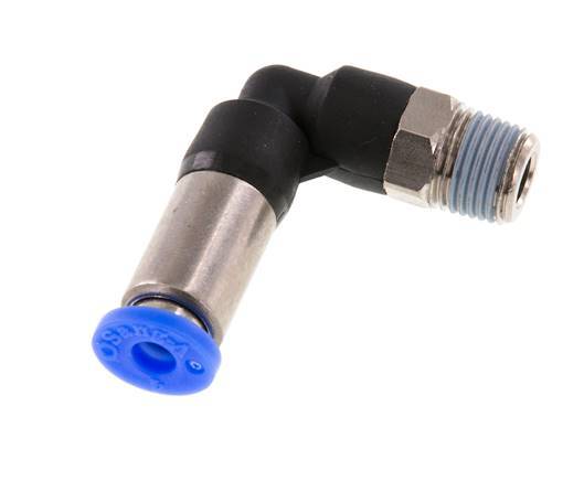Racor de 4mm y R1/8'' Codo macho autoblocante Latón/PBT 0-10bar (0-145psi) [2 Piezas]