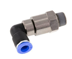 Codo de 10 mm y R3/8'' Junta giratoria rápida Rosca macho Niquelada Latón/PBT NBR Giratorio