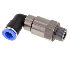 Codo de 10 mm y R3/8'' Junta giratoria rápida Rosca macho Niquelada Latón/PBT NBR Giratorio