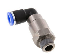 Codo de 10 mm y R3/8'' Junta giratoria rápida Rosca macho Niquelada Latón/PBT NBR Giratorio