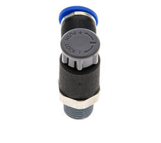 Válvula reguladora de caudal Codo de salida de contador 6 mm - R1/8'' Latón/PA 66 Tuerca de seguridad