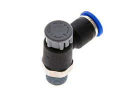 Válvula reguladora de caudal Codo de salida de contador 6 mm - R1/8'' Latón/PA 66 Tuerca de seguridad