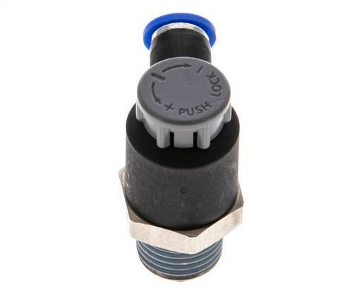 Válvula reguladora de caudal Codo de salida de contador 4 mm - R1/4'' Latón/PA 66 Tuerca de seguridad