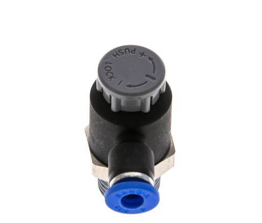 Válvula reguladora de caudal Codo de salida de contador 4 mm - R1/4'' Latón/PA 66 Tuerca de seguridad