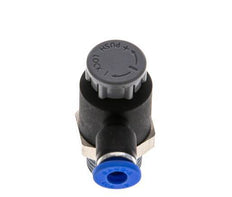 Válvula reguladora de caudal Codo de salida de contador 4 mm - R1/4'' Latón/PA 66 Tuerca de seguridad