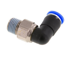 Codo de 8 mm y R1/4'' Junta giratoria con rosca macho Latón niquelado/PBT NBR Giratorio
