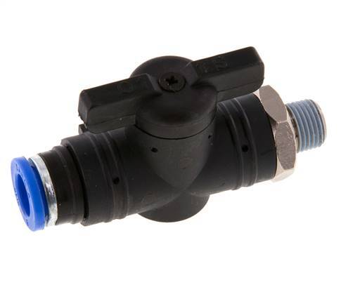Válvula de bola recta de 2 vías 8 mm - R1/8'' Plástico/Latón