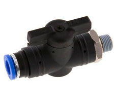 Válvula de bola recta de 2 vías 8 mm - R1/8'' Plástico/Latón