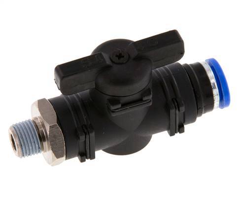 Válvula de bola recta de 2 vías 8 mm - R1/8'' Plástico/Latón