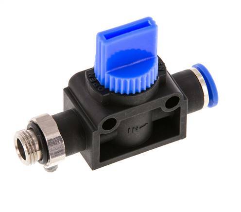 Válvula manual de cierre de 3/2 vías 6 mm - G1/8'' Plástico/Latón Ventilación del lado del tubo