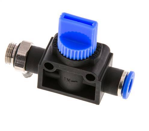 Válvula manual de cierre de 3/2 vías 6 mm - G1/8'' Plástico/Latón Ventilación del lado del tubo