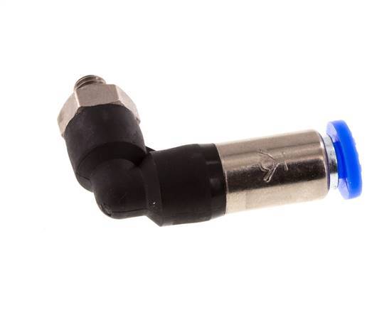 Racor rápido 4mm y M5 macho Codo autoblocante Latón/PBT 0-10bar (0-145psi)