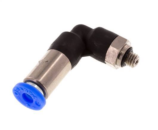 Racor rápido 4mm y M5 macho Codo autoblocante Latón/PBT 0-10bar (0-145psi)